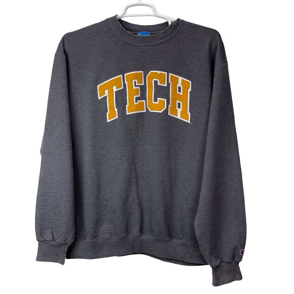 Vintage 90s Georgia Tech Sweatshirt Mens XL Champion Eco Fleece Gray Y2K - Picture 1 of 6